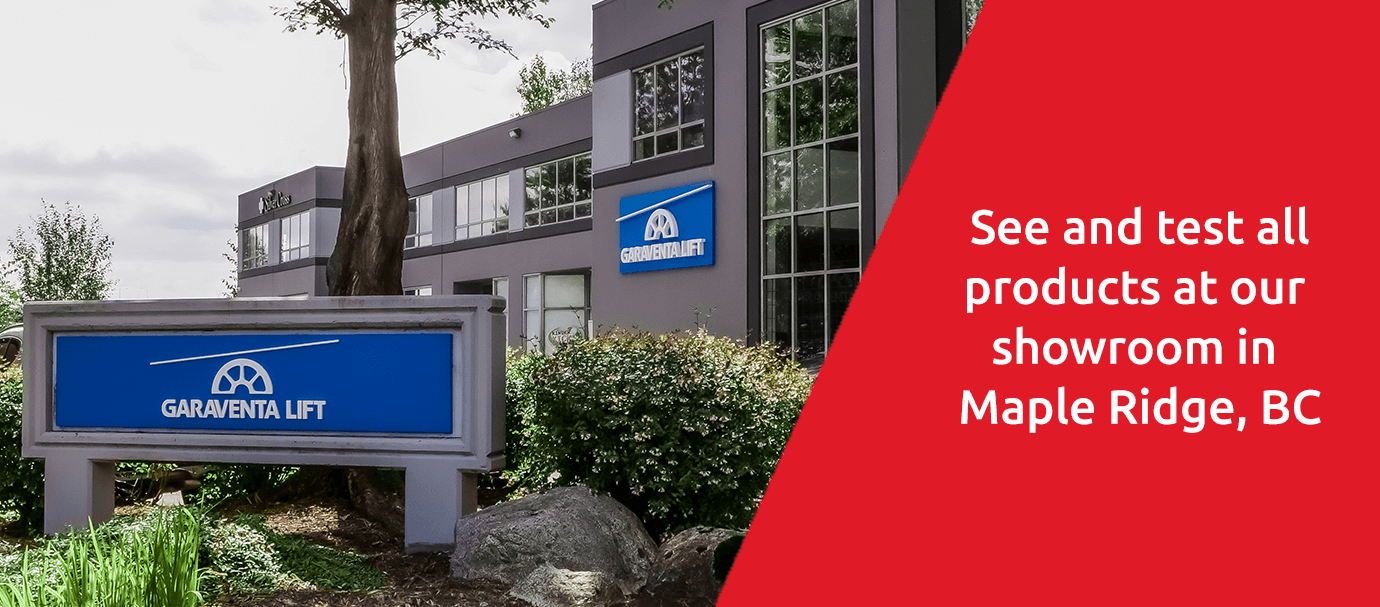 Garaventa Lift Maple Ridge BC showroom exterior with company signage.