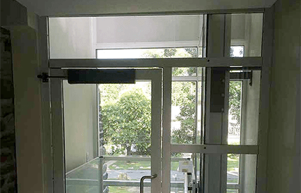 Genesis shaftway model vertical platform lift for wheelchairs with a view of outside