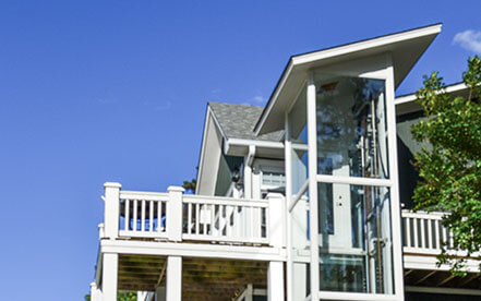 Customized Home Elevator open to a rooftop patio