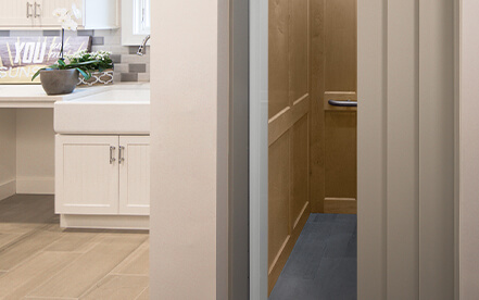 Home Elevator with open doors showing fixture and cab interior
