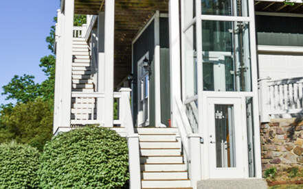 Home elevator with a custom interior leads to an outdoor rooftop patio