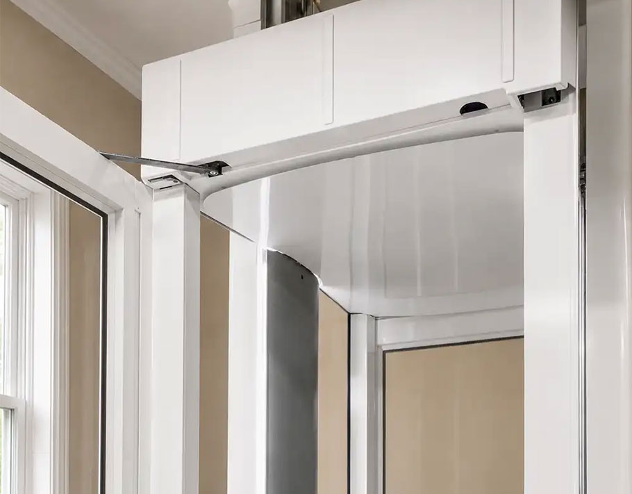 LUMA Homelift installed between two rooms in a modern open-concept home, emphasizing seamless integration